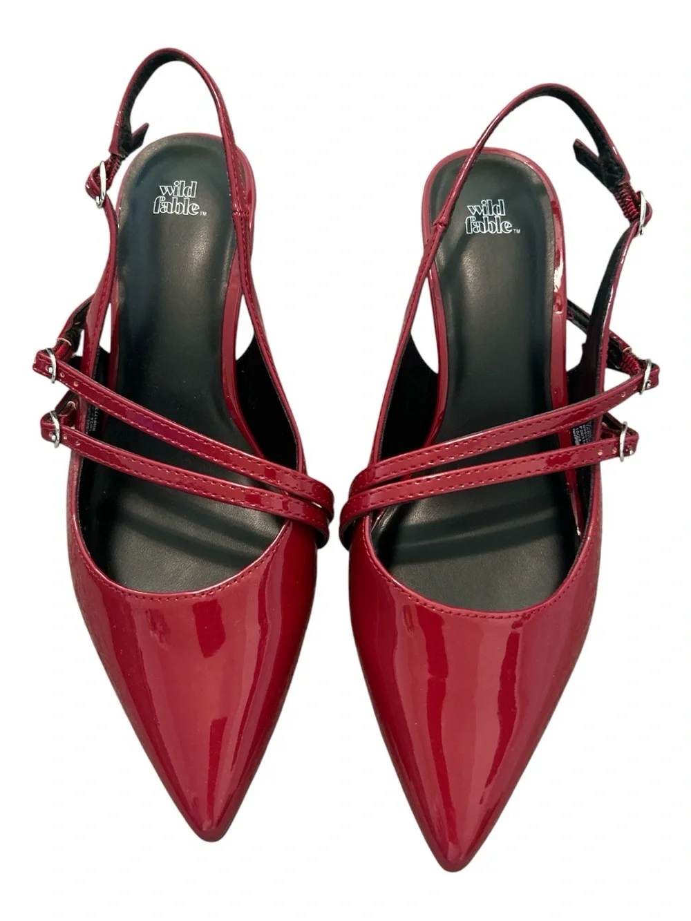 Wild Fable Sasha Red Patent Slingback Kitten Heels Size 7 Double Strap Pumps